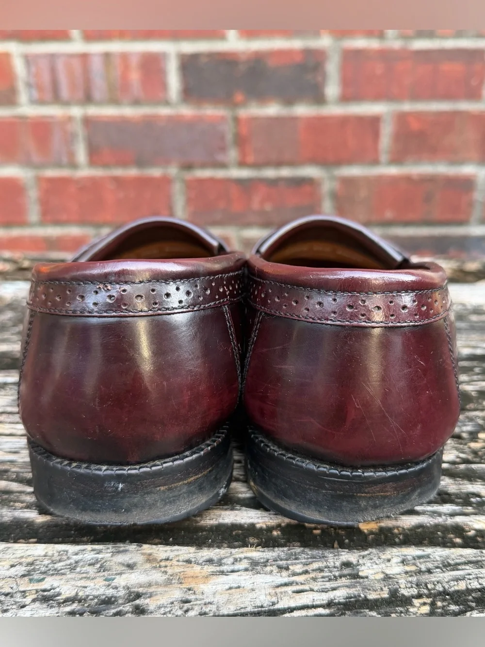 Vintage Bass Nelson Sz 10D Burgundy Leather Tassel Kiltie Loafers with Fringe P4